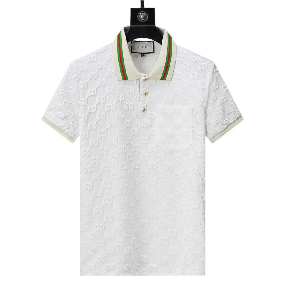 Gucci White Polo shirt with striped collar