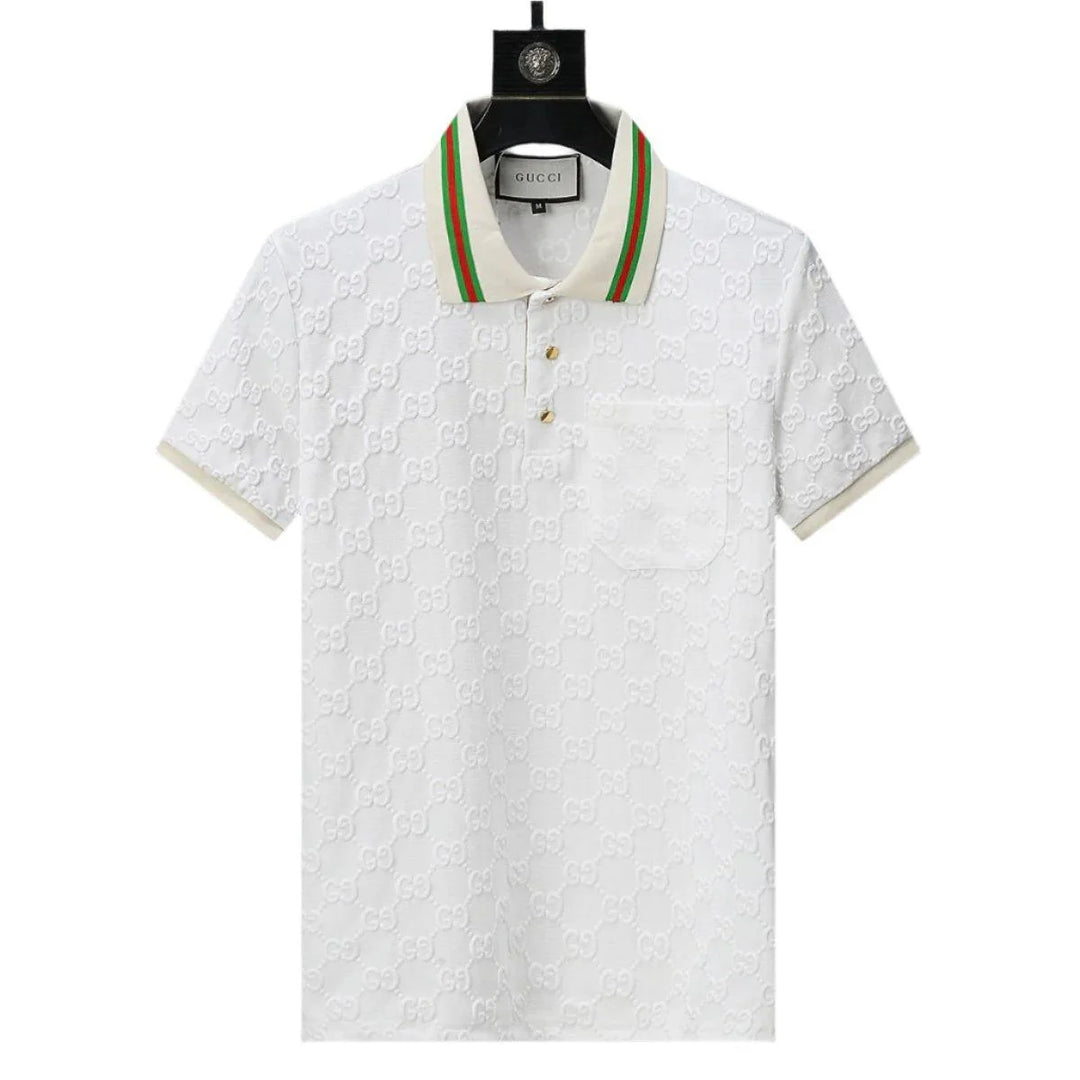 Gucci White Polo shirt with striped collar