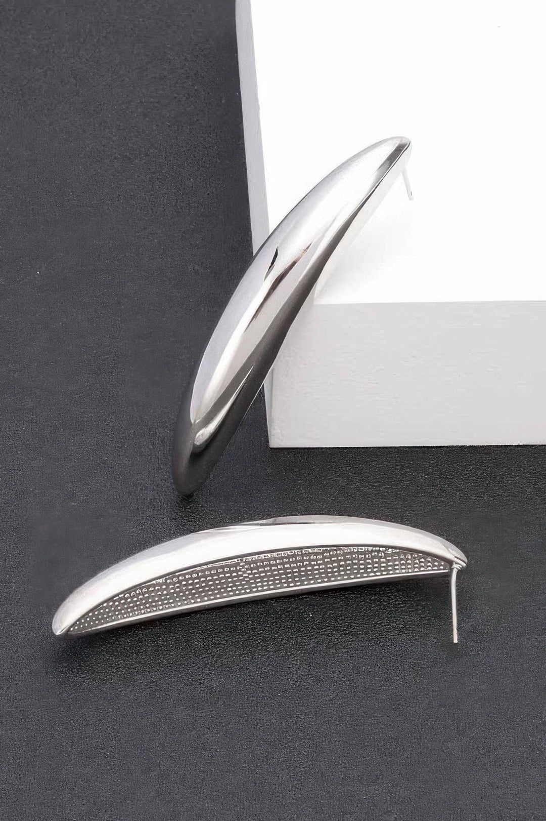 GUGGENHEIM Curved Metal Vintage Stud Earrings: BYMANYC ® New York
