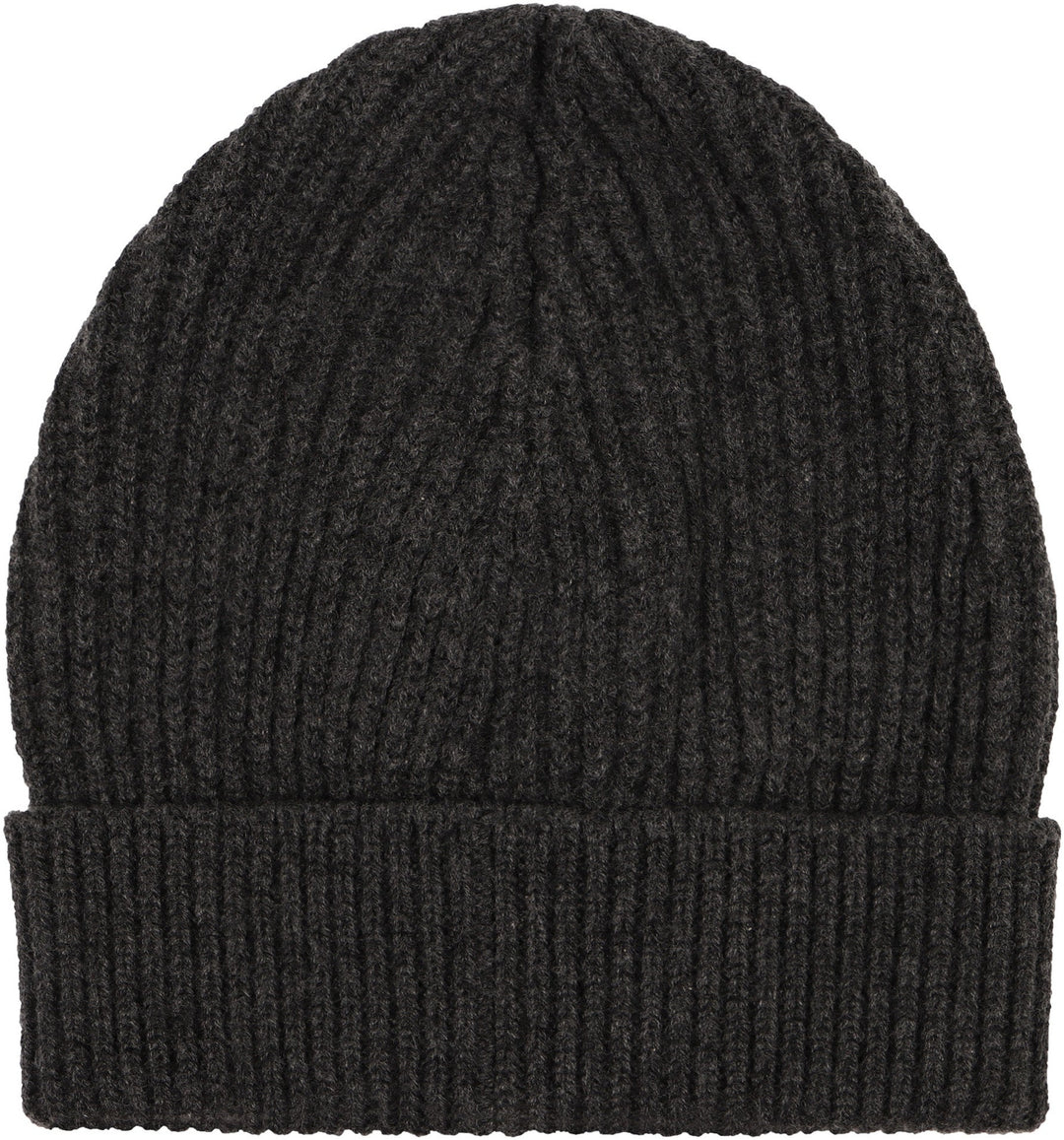DOLCE &amp; GABBANA Ribbed Knit Beanie with Front Logo Patch