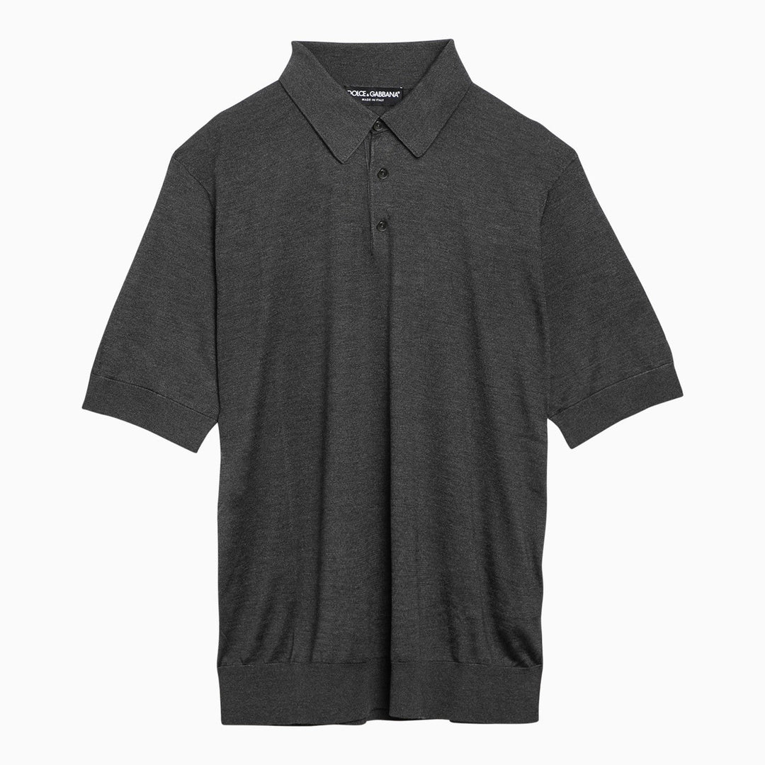 Dolce&amp;Gabbana Grey Silk Short Sleeved Polo Shirt
