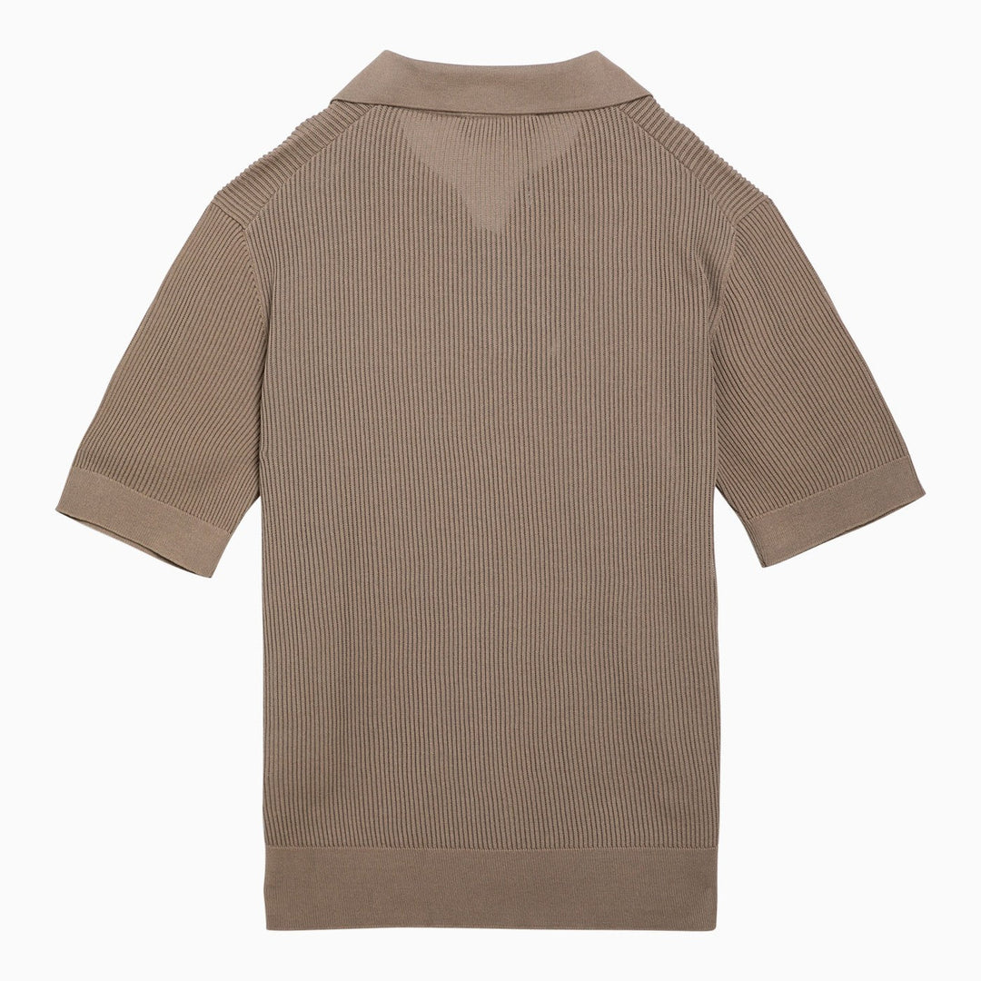 Dolce&amp;Gabbana Beige Cotton Ribbed Polo Shirt