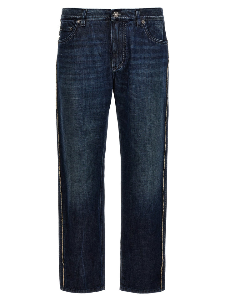 Dolce &amp; Gabbana Fringed Stitching Jeans
