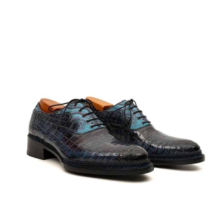 Blue Crocodile Leather Oxford Shoes
