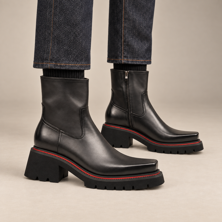 Gray Calf Leather Chelsea Boots