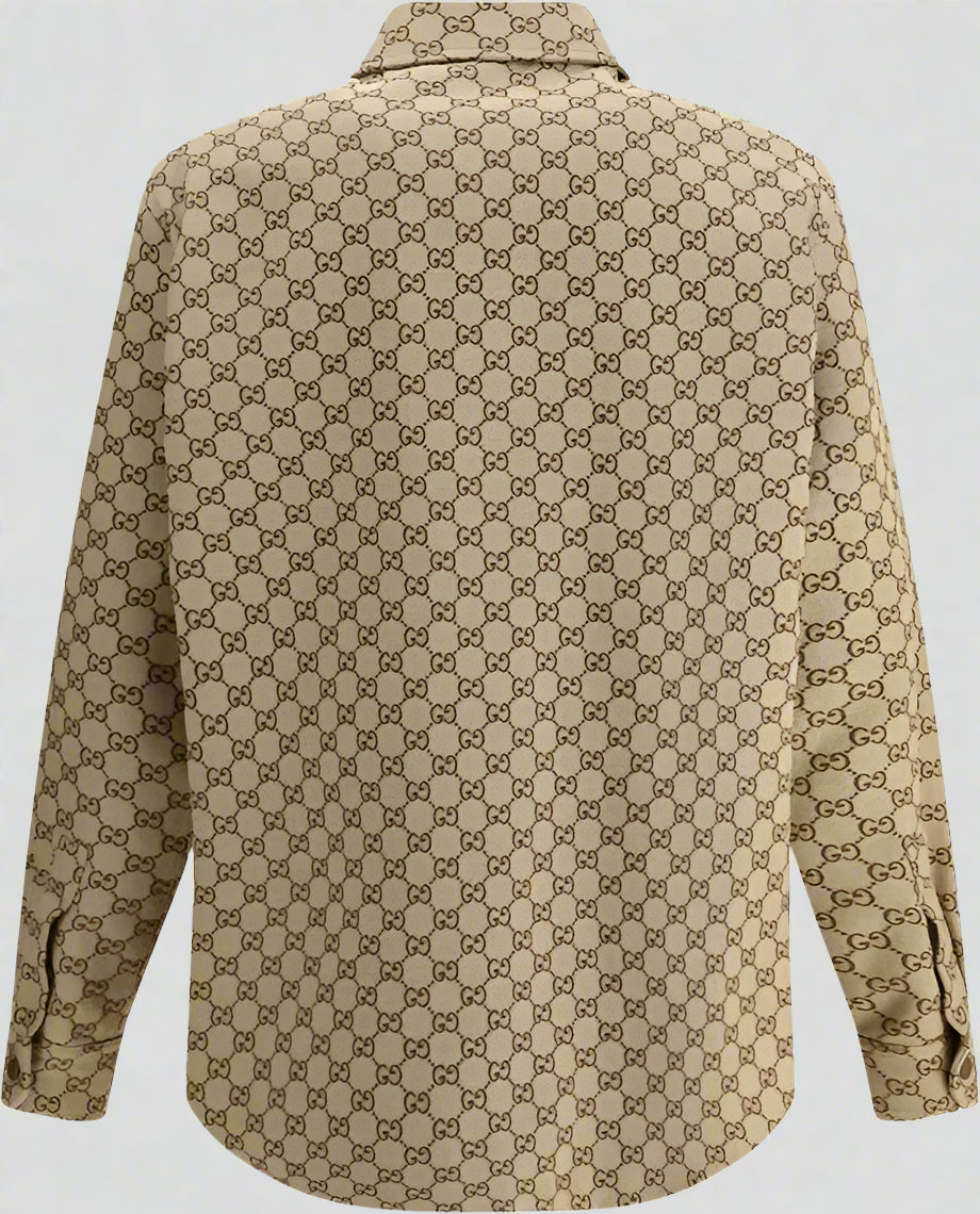 GUCCI BROWN MEN'S GG SHIRT JACKET