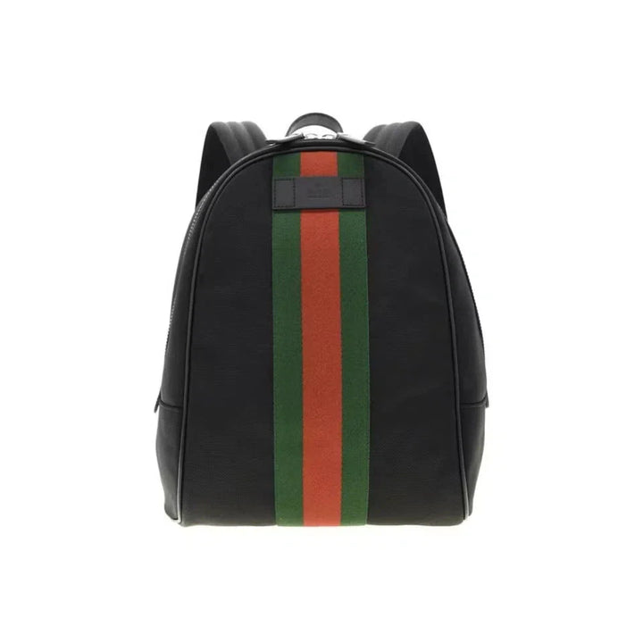 Gucci Black Web Stripe Canvas Backpack
