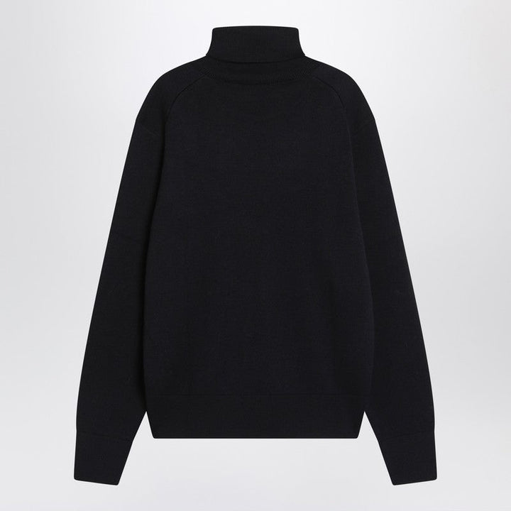 Ami Paris Navy Blue Turtleneck Sweater Ami De Coeur Men