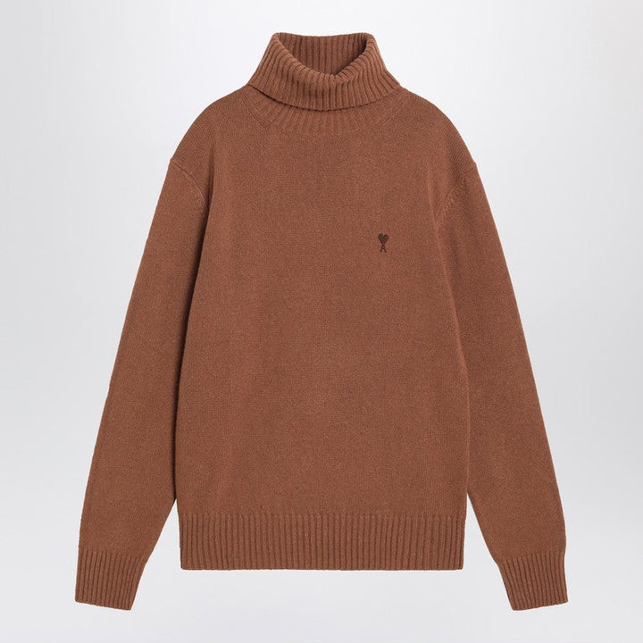 Ami Paris Hazelnut Ami De Coeur Turtleneck Sweater Men