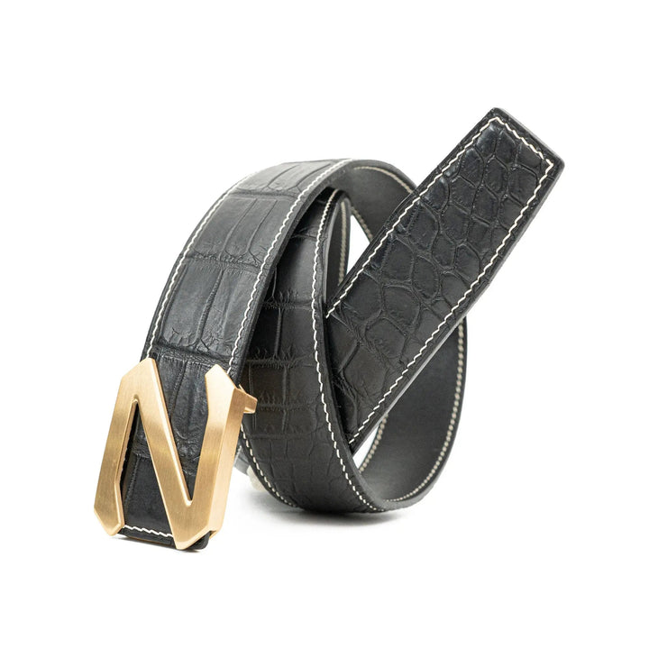 alligator leather belt, genuine alligator belt, exotic leather belt, men’s leather belt, designer leather belt, handcrafted belt, luxury belt, Italian leather belt, calfskin leather belt, crocodile leather belt, formal men’s belt, dress belt, premium leat