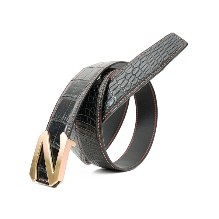 alligator leather belt, genuine alligator belt, exotic leather belt, men’s leather belt, designer leather belt, handcrafted belt, luxury belt, Italian leather belt, calfskin leather belt, crocodile leather belt, formal men’s belt, dress belt, premium leat
