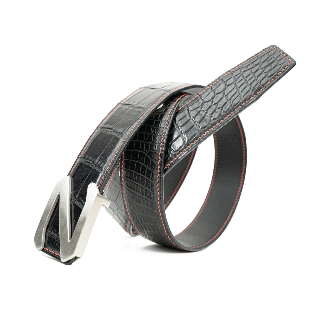 alligator leather belt, genuine alligator belt, exotic leather belt, men’s leather belt, designer leather belt, handcrafted belt, luxury belt, Italian leather belt, calfskin leather belt, crocodile leather belt, formal men’s belt, dress belt, premium leat