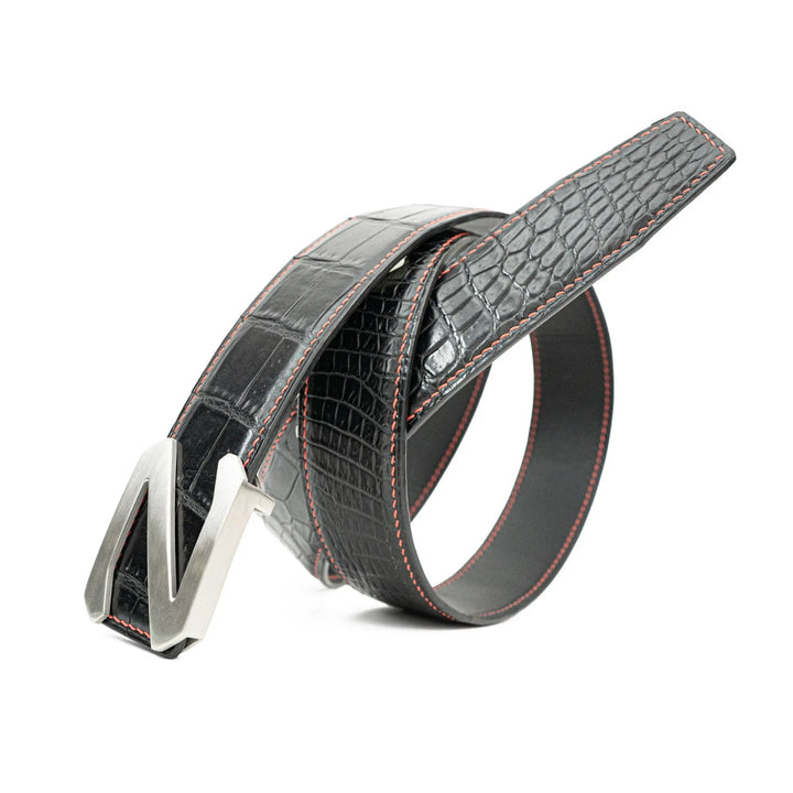 alligator leather belt, genuine alligator belt, exotic leather belt, men’s leather belt, designer leather belt, handcrafted belt, luxury belt, Italian leather belt, calfskin leather belt, crocodile leather belt, formal men’s belt, dress belt, premium leat