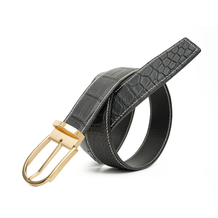 alligator leather belt, genuine alligator belt, exotic leather belt, men’s leather belt, designer leather belt, handcrafted belt, luxury belt, Italian leather belt, calfskin leather belt, crocodile leather belt, formal men’s belt, dress belt, premium leat