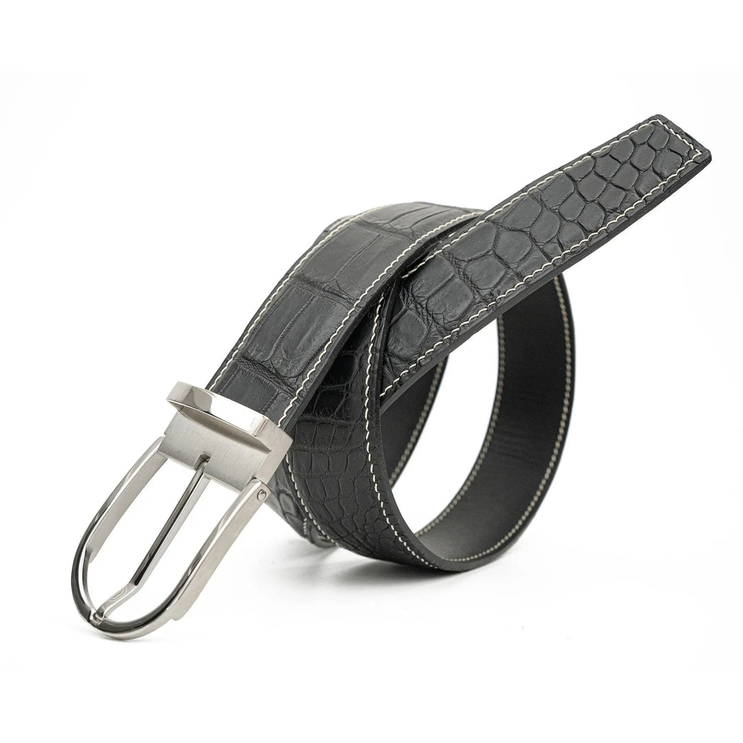 alligator leather belt, genuine alligator belt, exotic leather belt, men’s leather belt, designer leather belt, handcrafted belt, luxury belt, Italian leather belt, calfskin leather belt, crocodile leather belt, formal men’s belt, dress belt, premium leat