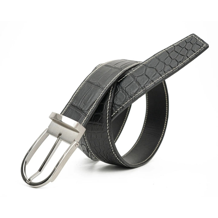 alligator leather belt, genuine alligator belt, exotic leather belt, men’s leather belt, designer leather belt, handcrafted belt, luxury belt, Italian leather belt, calfskin leather belt, crocodile leather belt, formal men’s belt, dress belt, premium leat