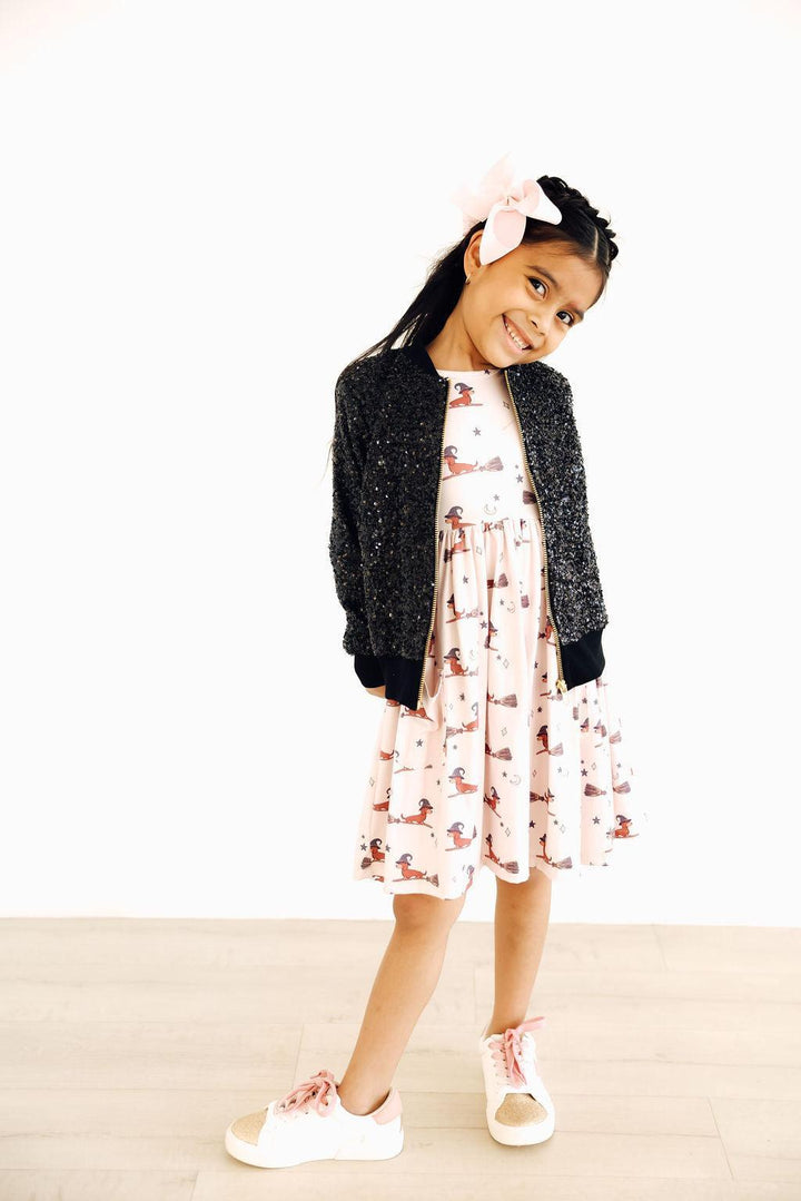Happy Howl-oween 3/4 Sleeve Pocket Twirl Dress