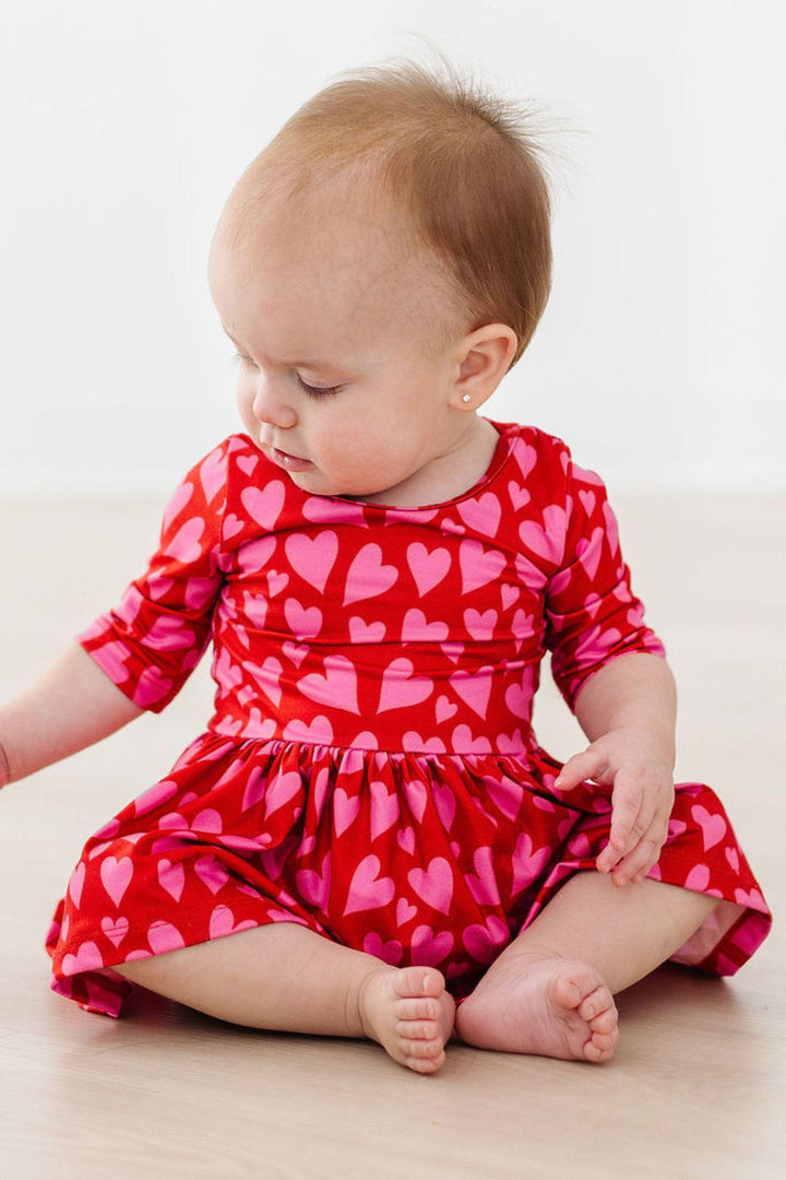 Hearts &amp; Hugs 3/4 Sleeve Twirl Bodysuit