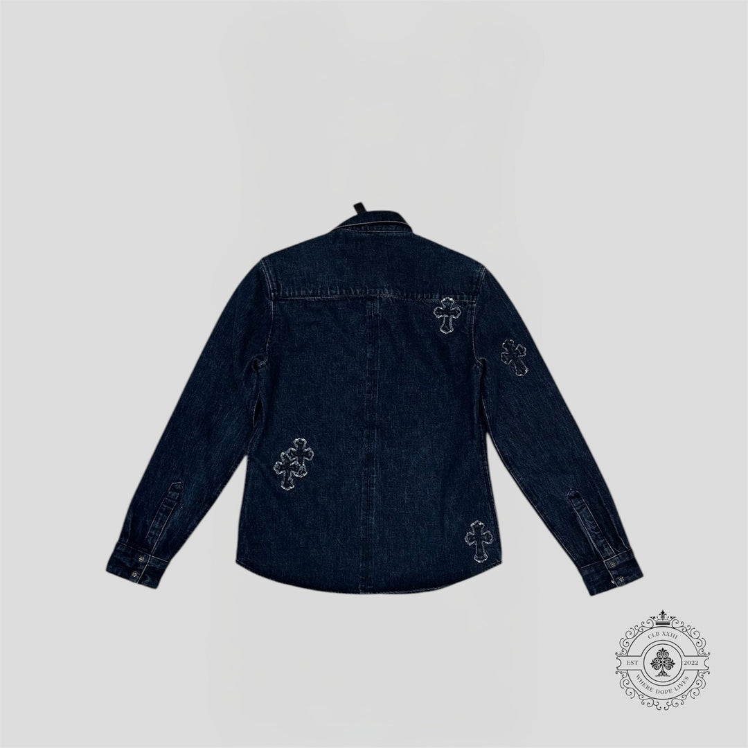 Chrome Hearts Denim Cross Patch Button Up