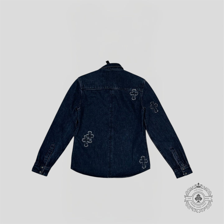 Chrome Hearts Denim Cross Patch Button Up