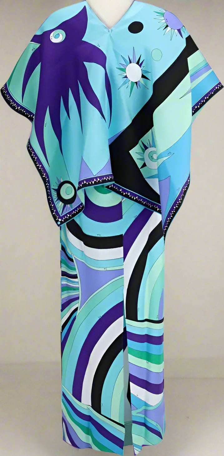 Emilio Pucci Iride print long Dress with cape