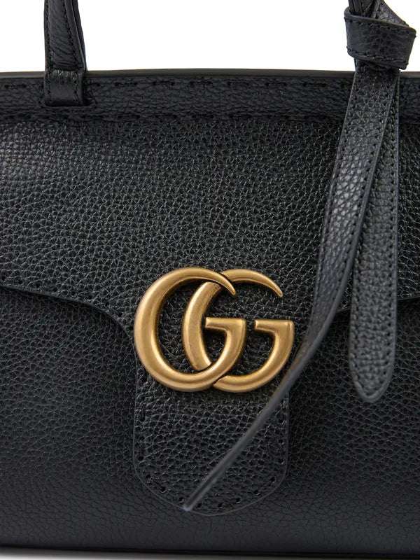 GUCCI Black Leather GG Marmont Handbag