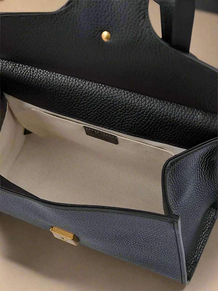 GUCCI Black Leather GG Marmont Handbag