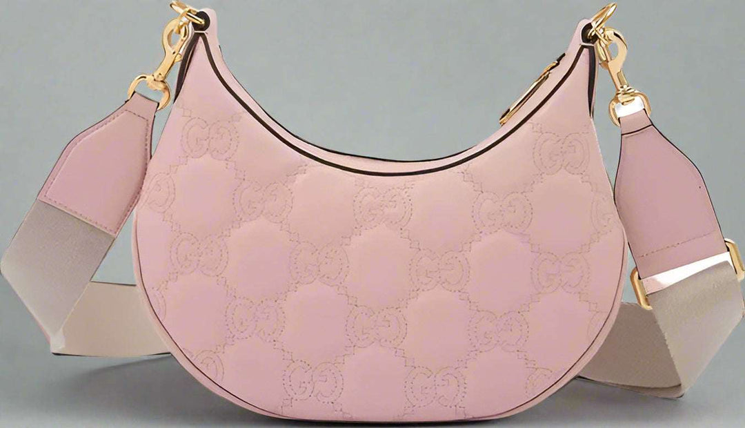 GUCCI Light Pink Leather Shoulder Bag with embossed logos