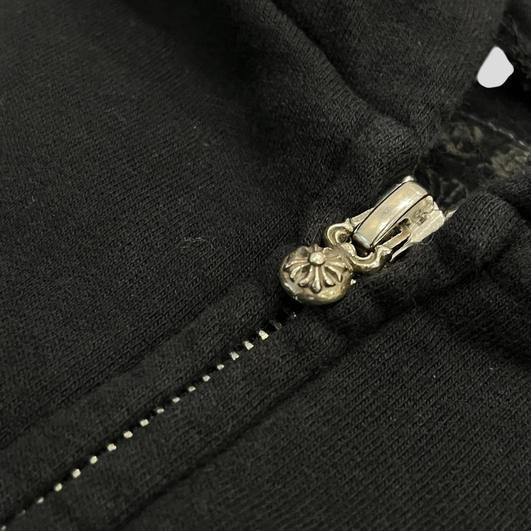 Chrome Hearts Scroll Logo Zip Up Kids Hoodie in Black/Yellow