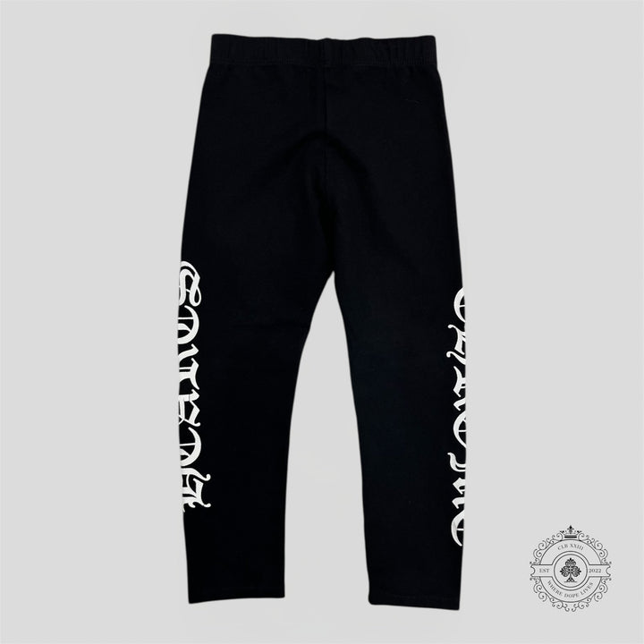 Chrome Hearts Scroll Logo Kids Leggings in Black/White