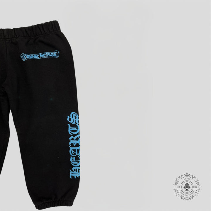 Chrome Hearts Scroll Logo Kids Sweatpants in Black/Blue
