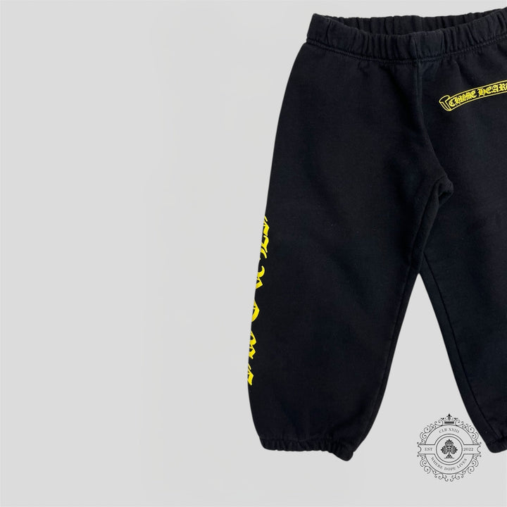 Chrome Hearts Scroll Logo Kids Sweatpants in Black/Yellow