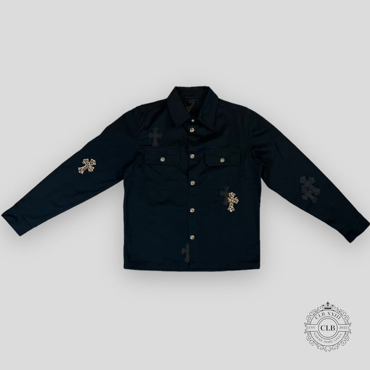 Chrome Hearts Cross Patch Work Dog Shirt in Black