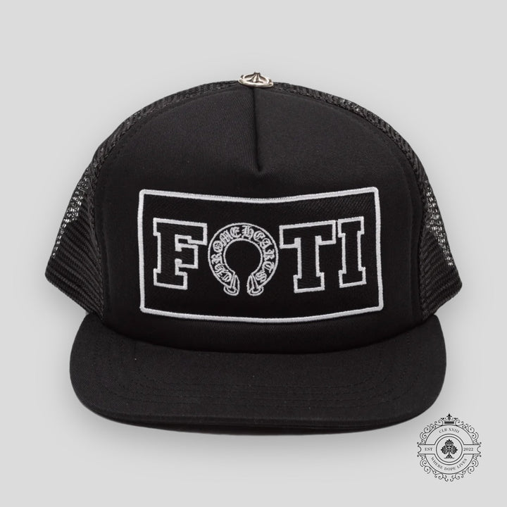 Chrome Hearts Foti Patch Trucker Hat in Black / White