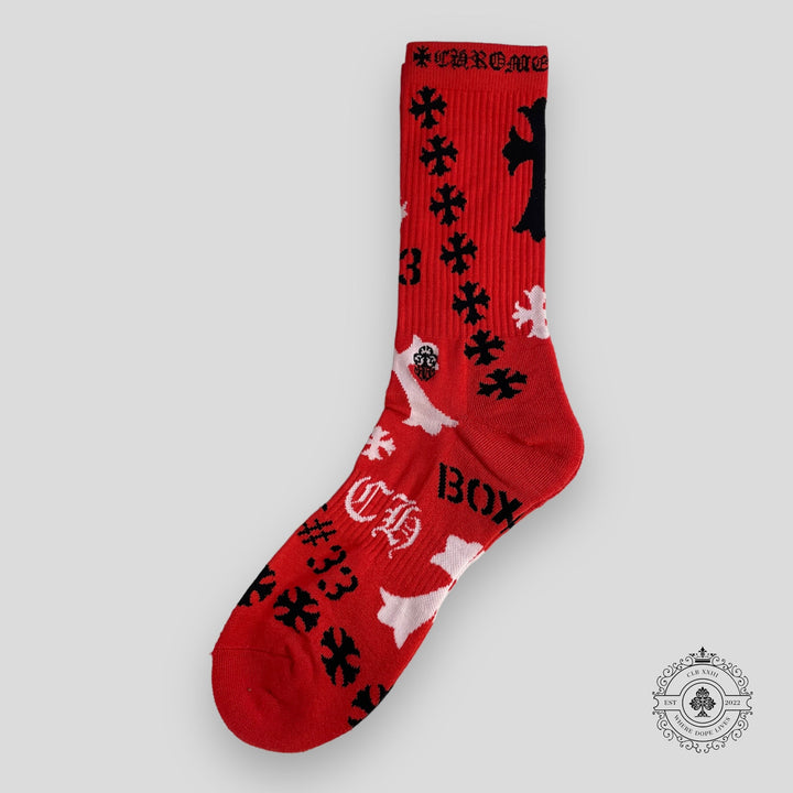 Chrome Hearts Stencil Socks in Red