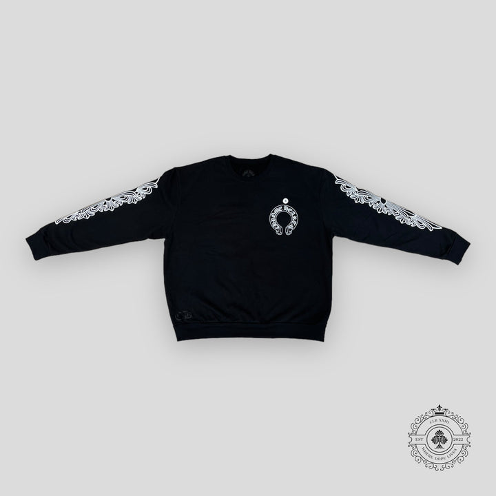 Chrome Hearts Floral Horseshoe Crewneck in Black