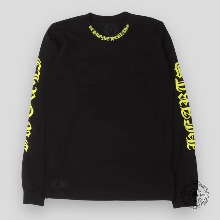 Chrome Hearts Neck Logo Longsleeve in Black/Yellow
