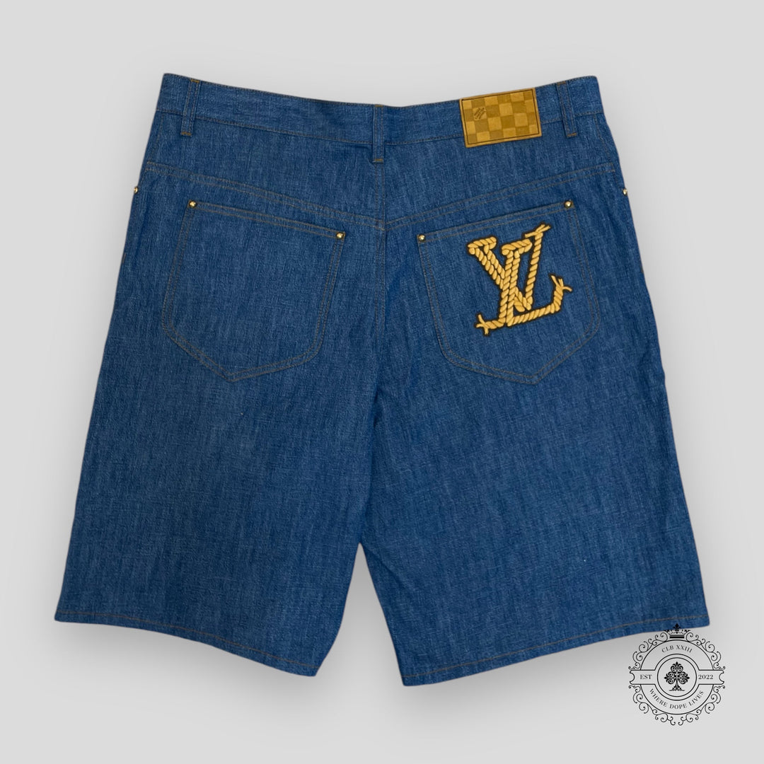 Louis Vuitton Western Embroidered Chambray Shorts