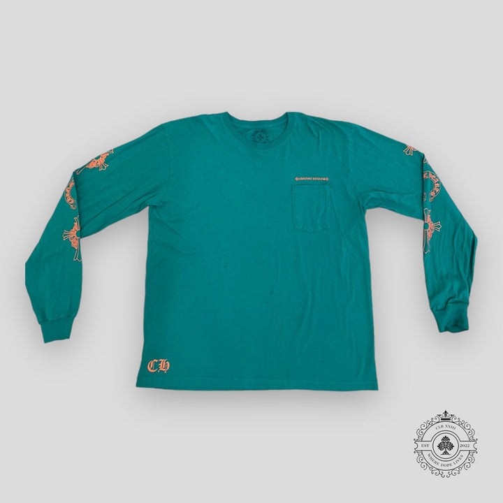 Chrome Hearts Horseshoe Logo LS Tee - Green/Orange