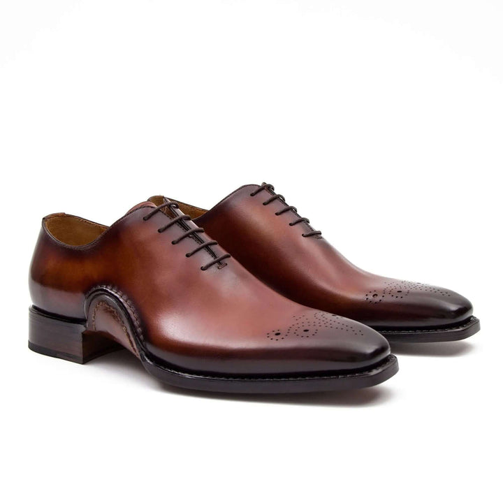 Goodyear Handmade Patina Oxford Shoes-Brown, men&