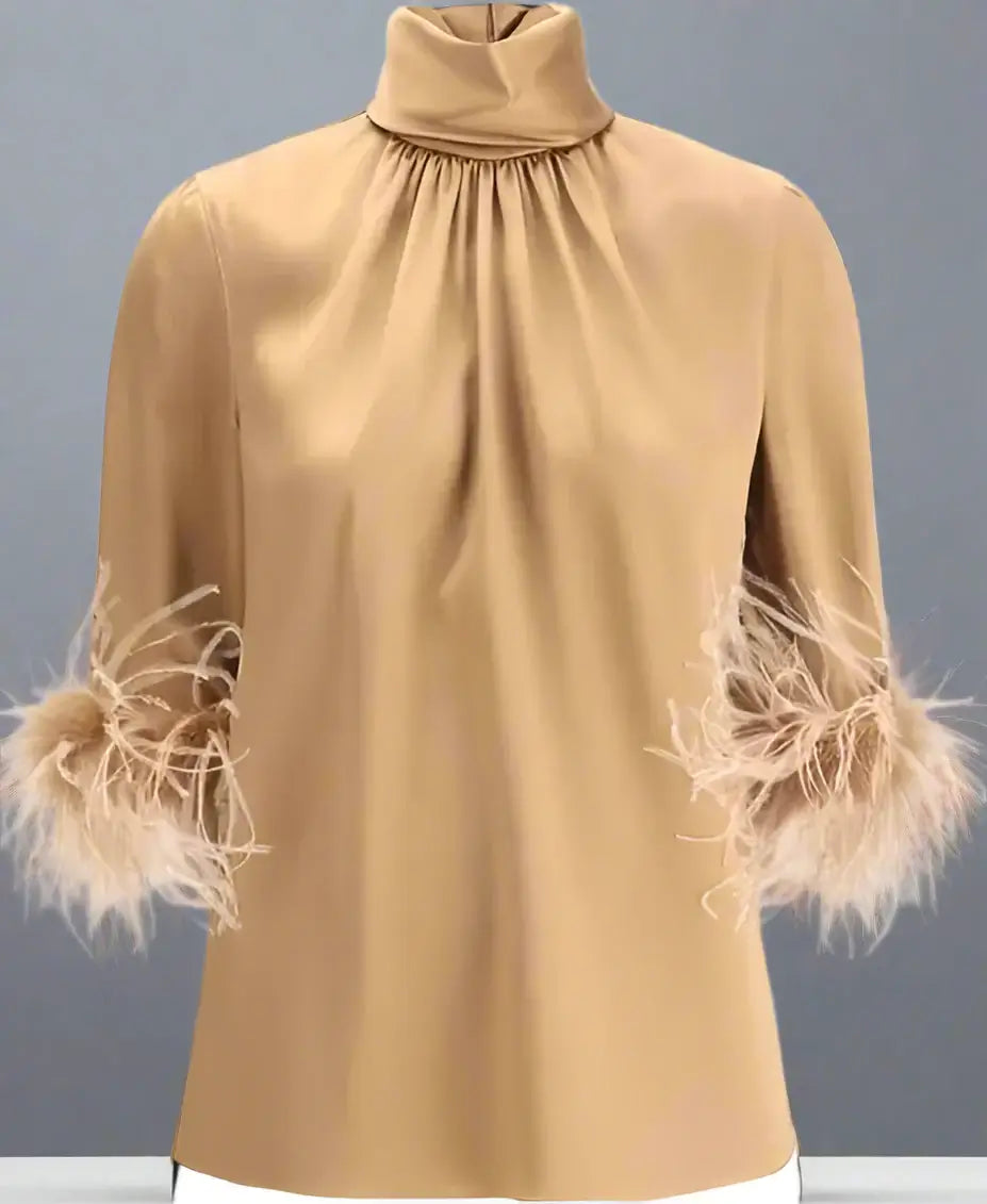 Dolce & Gabbana women's brown FEATHER BLOUSE