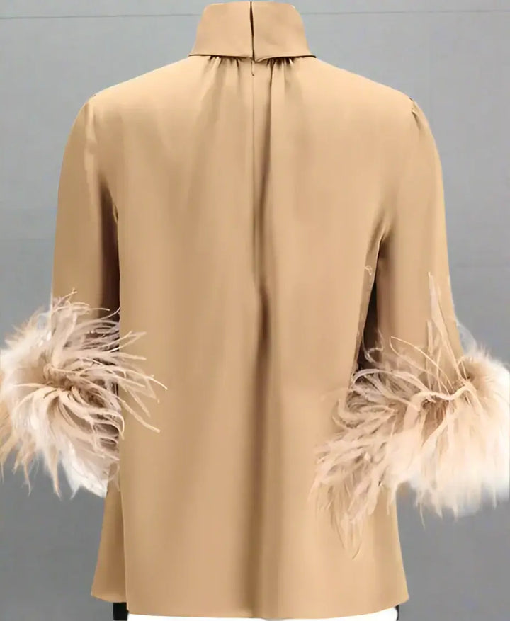 Dolce & Gabbana women's brown FEATHER BLOUSE