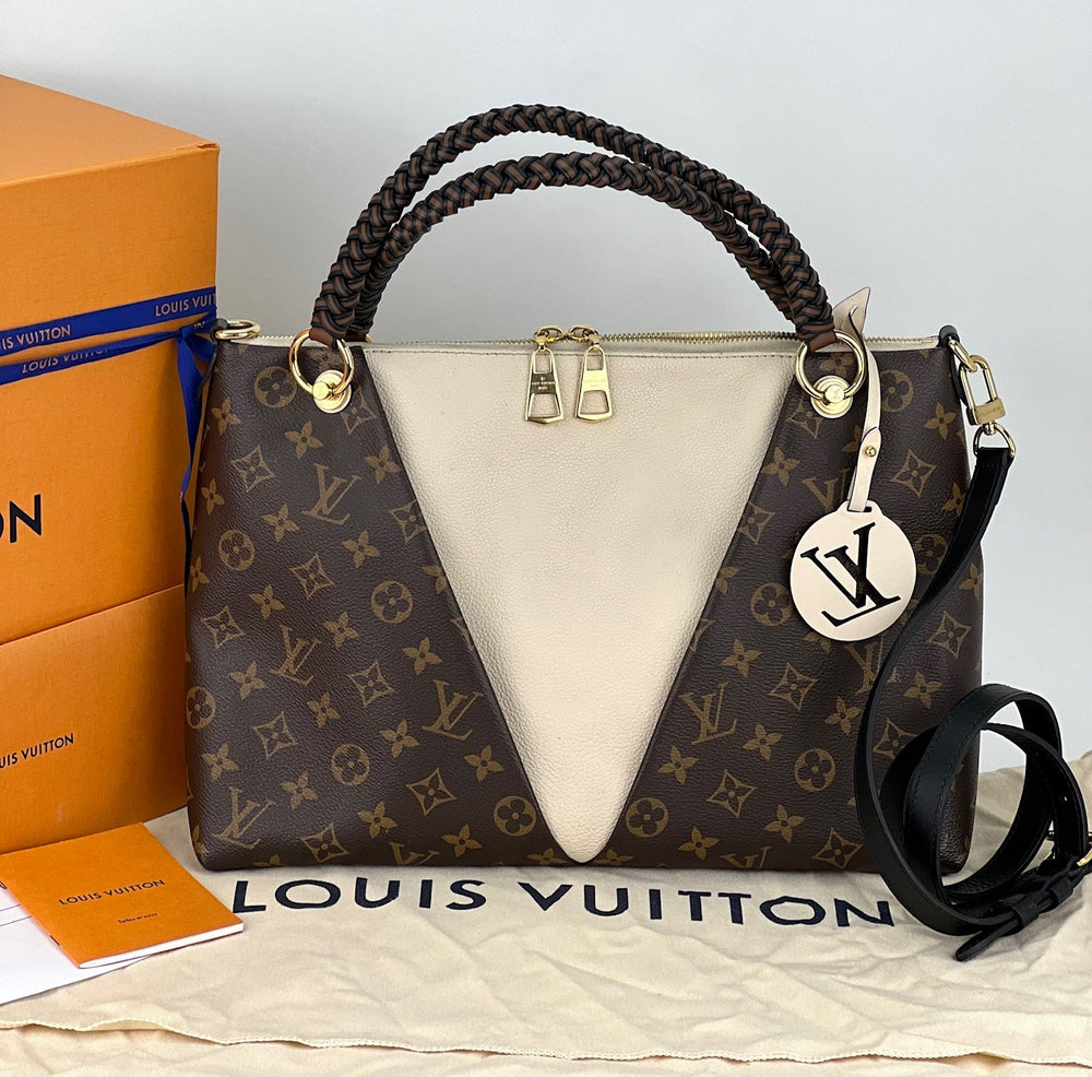 Louis Vuitton Monogram Braided V Tote MM white leather bag – STORE 7994