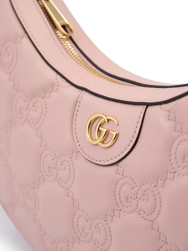 GUCCI Light Pink Leather Shoulder Bag with embossed logos