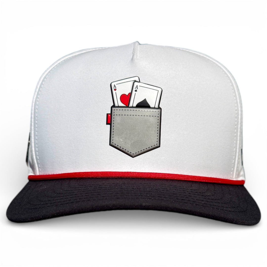Pocket Aces Golf Hat | Snapback Cap | Built-in Magnetic Ball Marker Holder + Marker Included | Adjustable Gray &amp; Black