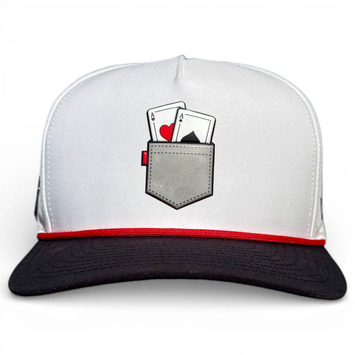 Pocket Aces Golf Hat | Snapback Cap | Built-in Magnetic Ball Marker Holder + Marker Included | Adjustable Gray &amp; Black