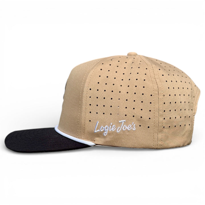 Hunting Birdies Golf Hat | Snapback Cap | Built-in Magnetic Ball Marker Holder + Marker Included | Adjustable Tan &amp; Black