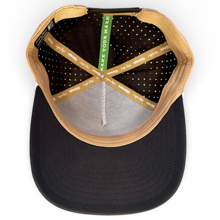 Hunting Birdies Golf Hat | Snapback Cap | Built-in Magnetic Ball Marker Holder + Marker Included | Adjustable Tan &amp; Black