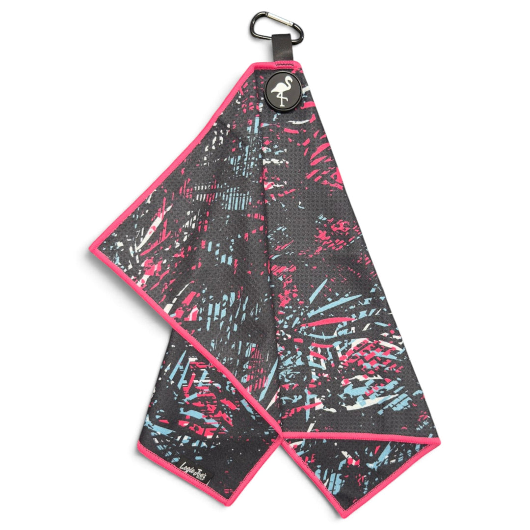 Shadow Palms Golf Towel | 24” x 16” Microfiber Towel | Magnetic Clip &amp; Carabiner | Premium Golf Accessory