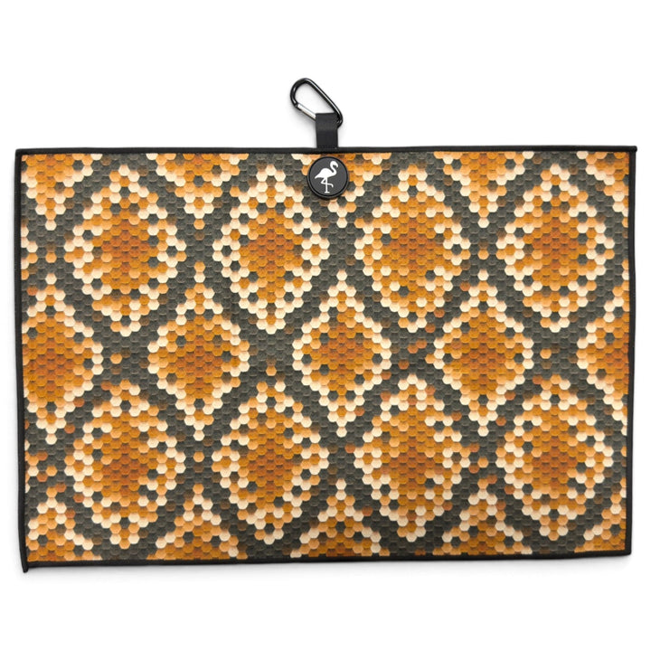 Snake Skin Golf Towel | 24” x 16” Microfiber Towel | Magnetic Clip &amp; Carabiner | Premium Golf Accessory